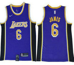 Nike Los Angeles Lakers #6 Lebron James Purple Game Authentic Stitched NBA Jersey