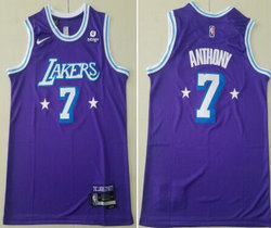 Nike Los Angeles Lakers #7 Carmelo Anthony Purple City 75th anniversary With Advertising Authentic Stitched NBA jersey