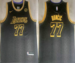 Nike Los Angeles Lakers #77 Luka Doncic Black Snake City Basketball Jersey