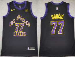 Nike Los Angeles Lakers #77 Luka Doncic Black City Basketball Jersey