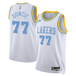 Nike Los Angeles Lakers #77 Luka Doncic White Hardwood Classics Jersey