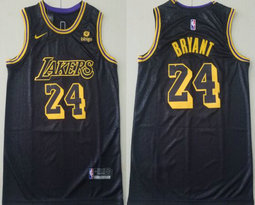 Nike Los Angeles Lakers #8 #24 Kobe Bryant Black 2021-2022 City With Advertising Authentic Stitched NBA Jersey