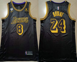Nike Los Angeles Lakers #8 Kobe Bryant #24 Black City With Advertising 2021-22 Authentic Stitched NBA Jersey
