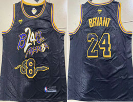 Nike Los Angeles Lakers #8 Kobe Bryant #24 Black Snake Authentic Stitched NBA Jersey