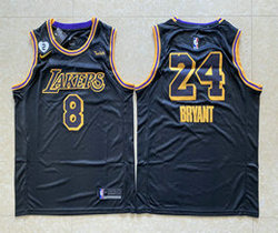 Nike Los Angeles Lakers #8 Kobe Bryant #24 New Black City Authentic Stitched NBA Jersey