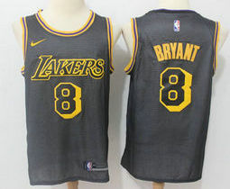 Nike Los Angeles Lakers #8 Kobe Bryant Black Game City Authentic Stitched NBA jersey