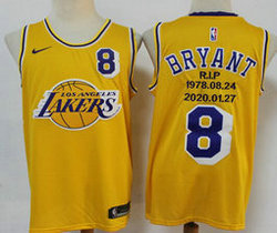Nike Los Angeles Lakers #8 Kobe Bryant Gold 1978-20 memorial Authentic Stitched NBA Jersey
