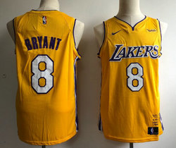 Nike Los Angeles Lakers #8 Kobe Bryant Gold Retired Limited signature Game With Advertising patch Authentic Stitched NBA Jersey