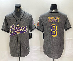 Nike Los Angeles Lakers #8 Kobe Bryant Hemp grey baseball jersey
