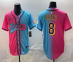 Nike Los Angeles Lakers #8 Kobe Bryant Pink and Blue Joint MLB Jersey