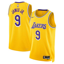 Nike Los Angeles Lakers #9 Bronny James Jr. Yellow 2024 Draft Icon Edition Stitched Basketball Jerseys