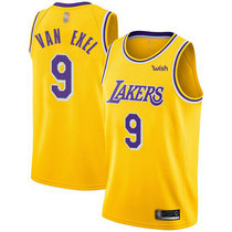 Nike Los Angeles Lakers #9 Nick Van Exel Gold Game Authentic Stitched NBA Jersey