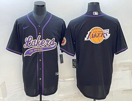Nike Los Angeles Lakers Blank Black Big logo on back baseball jersey