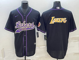 Nike Los Angeles Lakers Blank Black Gold Lakers on back baseball jersey