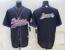 Nike Los Angeles Lakers Blank Black White Lakers on back baseball jersey
