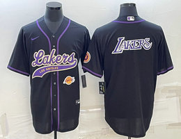 Nike Los Angeles Lakers Blank Black little logo in front White Lakers on back baseball jersey