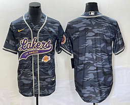 Nike Los Angeles Lakers Blank Camo Joint Team Logo on front Authentic Stitched baseball jersey