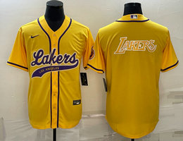 Nike Los Angeles Lakers Blank Gold Gold Lakers on back baseball jersey
