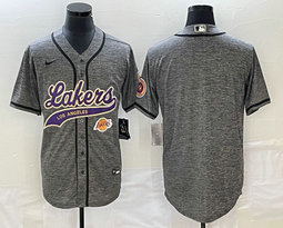 Nike Los Angeles Lakers Blank Hemp grey Joint Team Logo on front Authentic Stitched baseball jersey