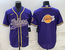 Nike Los Angeles Lakers Blank Purple Big logo on back baseball jersey