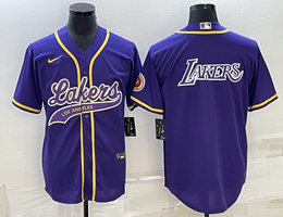 Nike Los Angeles Lakers Blank Purple White Lakers on back baseball jersey