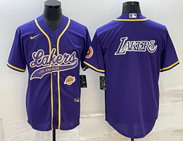 Nike Los Angeles Lakers Blank Purple little logo in front White Lakers on back baseball jersey