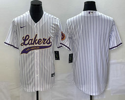 Nike Los Angeles Lakers Blank White Stripe Joint baseball jersey