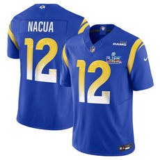 Nike Los Angeles Rams #12 Puka Nacua Royal Super Bowl LX 60 Patch Jersey