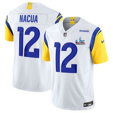 Nike Los Angeles Rams #12 Puka Nacua White Super Bowl LX 60 Patch Jersey