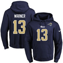 Nike Los Angeles Rams #13 Kurt Warner Navy Blue Name & Number Pullover Hoodie