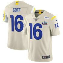 Nike Los Angeles Rams #16 Jared Goff Cream Super Bowl LX 60 Patch Jersey