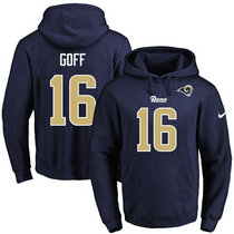 Nike Los Angeles Rams #16 Jared Goff Navy Blue Name & Number Pullover Hoodie
