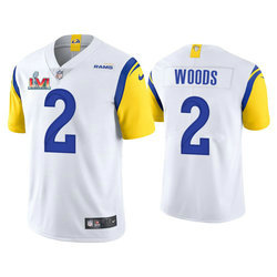 Nike Los Angeles Rams #2 Robert Woods White 2022 Super Bowl LVI Patch Vapor Untouchable Authentic Stitched NFL Jerseys