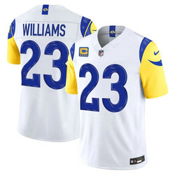 Nike Los Angeles Rams #23 Kyren Williams White C Patch 2026 Authentic Stitched NFL Jersey