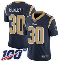 Nike Los Angeles Rams #30 Todd Gurley II With NFL 100th Season Patch Navy Blue Vapor Untouchable Authentic Stitched NFL Jersey