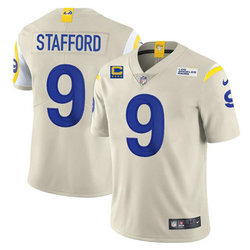 Nike Los Angeles Rams #9 Matthew Stafford Cream With 4-star Vapor Untouchable Authentic Stitched NFL Jersey