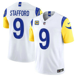 Nike Los Angeles Rams #9 Matthew Stafford White 2026 C Patch Authentic Stitched NFL Jersey