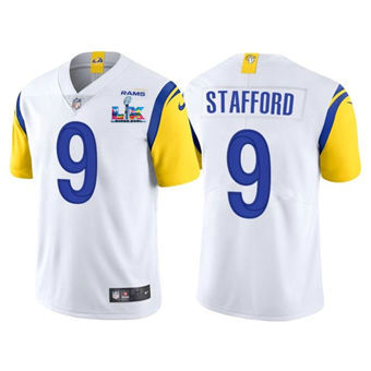Nike Los Angeles Rams #9 Matthew Stafford White Super Bowl LX 60 Patch Jersey