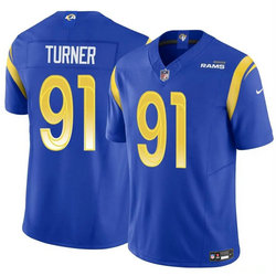 Nike Los Angeles Rams #91 Kobie Turner Blue Stitched Football Jersey