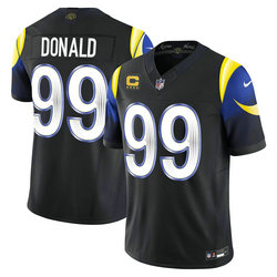 Nike Los Angeles Rams #99 Aaron Donald Black 2026 C patch Authentic Stitched NFL Jersey
