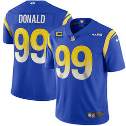 Nike Los Angeles Rams #99 Aaron Donald Blue With 4-star C Patch Vapor Untouchable Authentic Stitched NFL Jersey