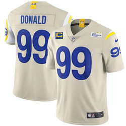 Nike Los Angeles Rams #99 Aaron Donald Cream With 4-star C Patch Vapor Untouchable Authentic Stitched NFL Jersey