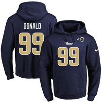 Nike Los Angeles Rams #99 Aaron Donald Navy Blue Name & Number Pullover Hoodie
