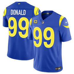 Nike Los Angeles Rams #99 Aaron Donald Royal 2026 C patch Authentic Stitched NFL Jersey