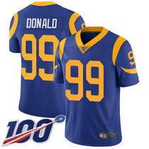 Nike Los Angeles Rams #99 Aaron Donald With NFL 100th Season Patch Royal Blue Vapor Untouchable Authentic Stitched NFL Jersey