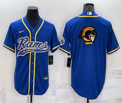 Nike Los Angeles Rams Blank Blue Big Logo Joint adults Authentic Stitched baseball jersey