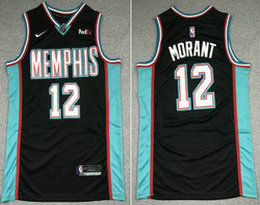Nike Memphis Grizzlies #12 Ja Morant 20-21 Black With Advertising Authentic Stitched NBA jersey