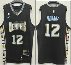 Nike Memphis Grizzlies #12 Ja Morant City 6 Patch 22-23 With Advertising Authentic Stitched NBA Jersey