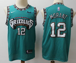 Nike Memphis Grizzlies #12 Ja Morant Green Throwback Game With Advertising Authentic Stitched NBA Jersey