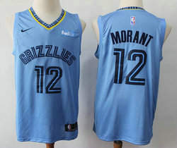 Nike Memphis Grizzlies #12 Ja Morant Light Blue Game With Advertising Authentic Stitched NBA Jersey